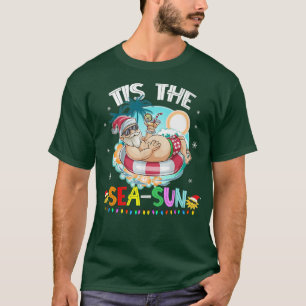 Funny Santa Claus zwemt rond de SeaSun Kerstmis T-shirt
