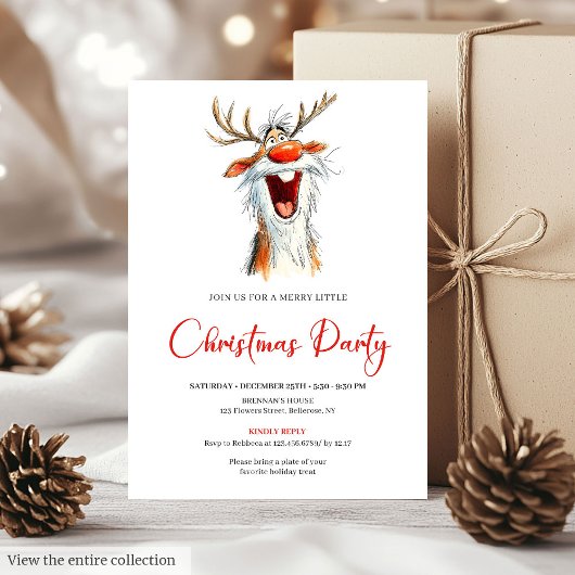 Funny Santa Cocktail Christmas Party Invitation