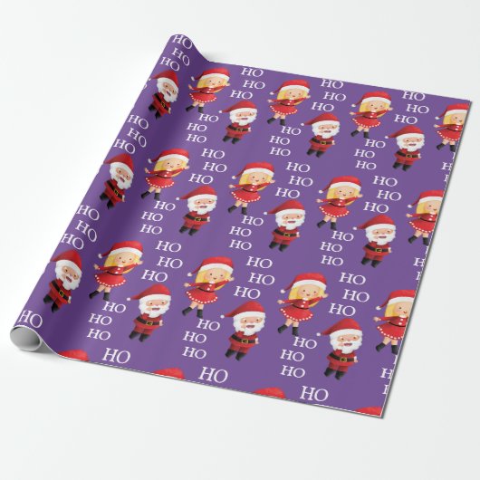 Funny Santa Couples Xmas Kerstmis HO HO HO Cadeaupapier (Uitgerold)
