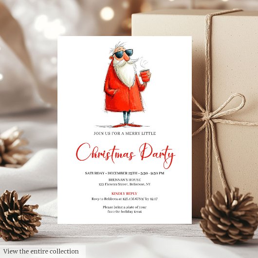 Funny Santa Custom Holiday Cocktail Invitation