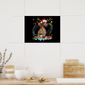 Funny Santa Dachshund Reindedarlicht Kerstmis Poster (Keuken)