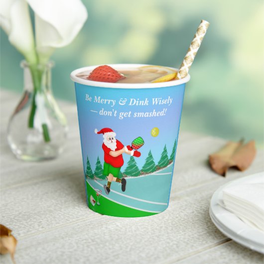 Funny Santa die Pickleball Merry Volley Xmas speel Papieren Bekers (Insitu)