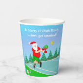 Funny Santa die Pickleball Merry Volley Xmas speel Papieren Bekers (Achterkant)
