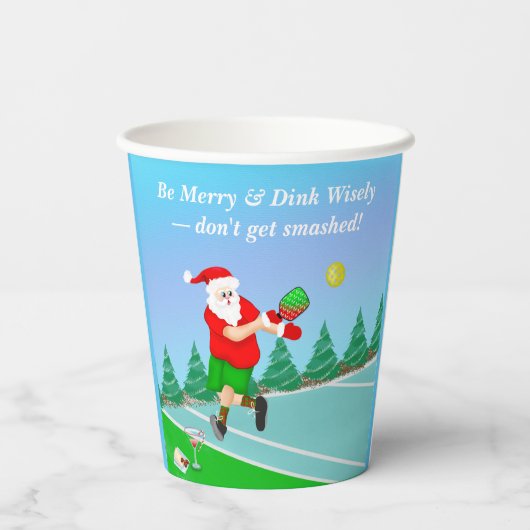Funny Santa die Pickleball Merry Volley Xmas speel Papieren Bekers (Achterkant)