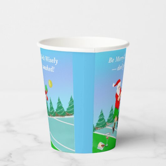 Funny Santa die Pickleball Merry Volley Xmas speel Papieren Bekers (Rechts)