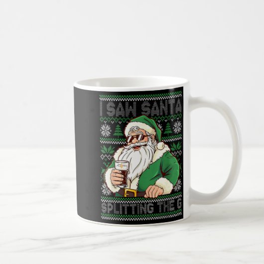 Funny Santa Drinking Beer Splitting G Christmas Ad Koffiemok (Rechts)