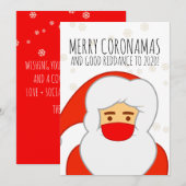 Funny Santa Face Mask Merry Coronamas Feestdagenkaart (Voorkant / Achterkant)