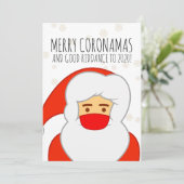 Funny Santa Face Mask Merry Coronamas Feestdagenkaart (Staand voorkant)