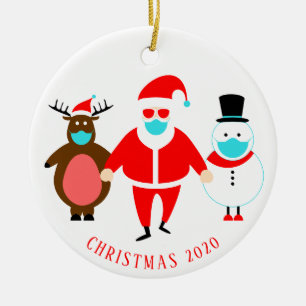 Funny Santa Face Mask Personalized Kerstmis 2020 Keramisch Ornament