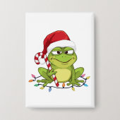 Funny Santa Frog Christmas Shirt - Cute Frog with Button (Voorkant)