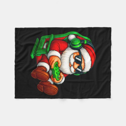 Funny Santa Gaming Gamer Pajamas Pjs Christmas Xma Fleece Deken (Voorkant (Horizontaal))