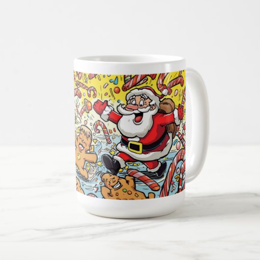 Funny Santa & Gingerbread Christmas Mug (Devant droit)