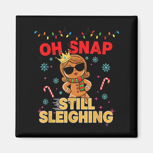 Funny Santa Gingerbread Oh Snap. Still Sleighing C Magneet (Voorkant)