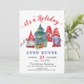 Funny Santa Gnomes kerst Holiday Open House Kaart (Staand voorkant)