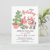 Funny Santa Gnomes kerst Holiday Open House Kaart (Staand voorkant)