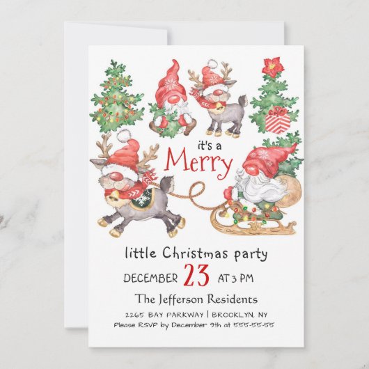 Funny Santa Gnomes Merry-kerstfeest Kaart (Voorkant)