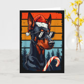 Funny Santa Hat Christmas Dobie Doberman Nscher Kaart (Gele Bloem)