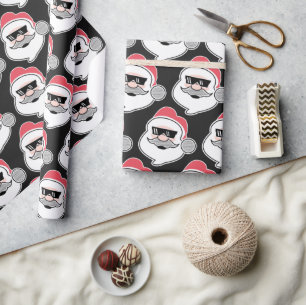 Funny Santa Head met Glansklare moderne mas Cadeaupapier