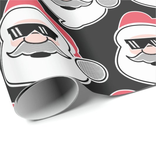 Funny Santa Head met Glansklare moderne mas Cadeaupapier (Rol Hoek)