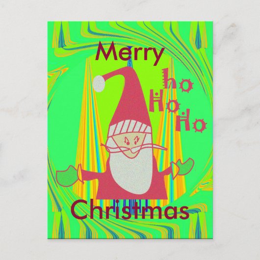 Funny Santa Hohoho Edgy Geometrical Neon Design Feestdagenkaart (Voorkant)