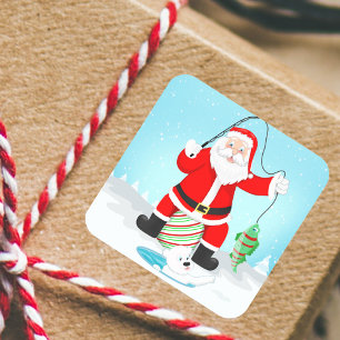 Funny Santa Ice Gevist met poolijs Beer Vierkante Sticker