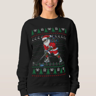 Funny Santa Ice Hockey Player Ugly Sweater Christm