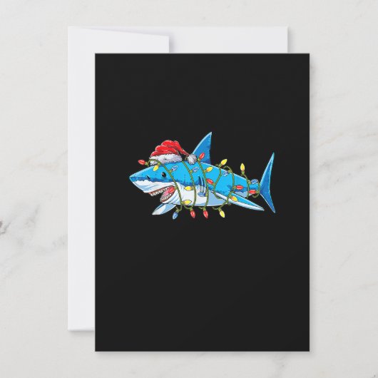 Funny Santa Jaws Shark Kerstlights Merry Shar Kaart (Voorkant)