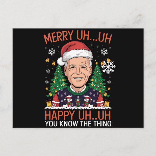 Funny Santa Joe Biden Merry Uh Kerstlly Ugly Feestdagenkaart (Voorkant)