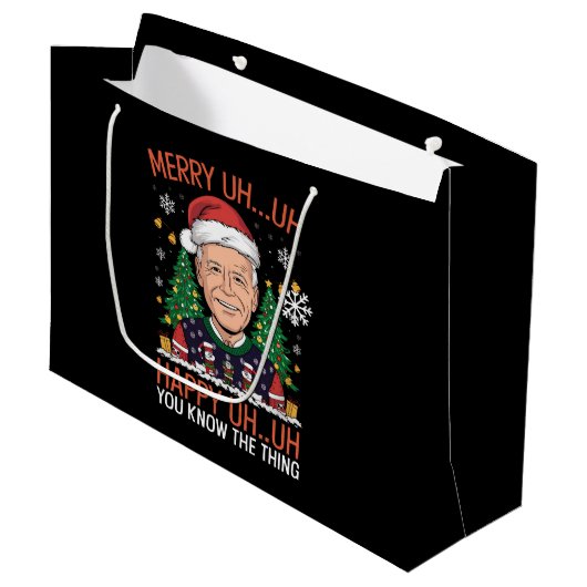Funny Santa Joe Biden Merry Uh Kerstlly Ugly Groot Cadeauzakje (Voorkant Gekanteld)