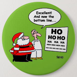 Funny Santa leest Cartoon Optometrist Eye Chart Ronde Button 6,0 Cm