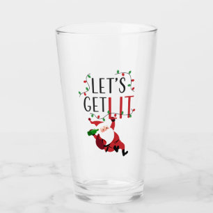 Funny Santa Let's krijgen een kleine kerstslogan Glas