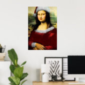 Funny Santa Mona Lisa Merry Kerstmis Poster (Thuiskantoor)
