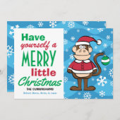 Funny Santa Monkey Kerstmis Feestdagenkaart (Voorkant / Achterkant)