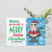 Funny Santa Monkey Kerstmis Feestdagenkaart (Staand voorkant)