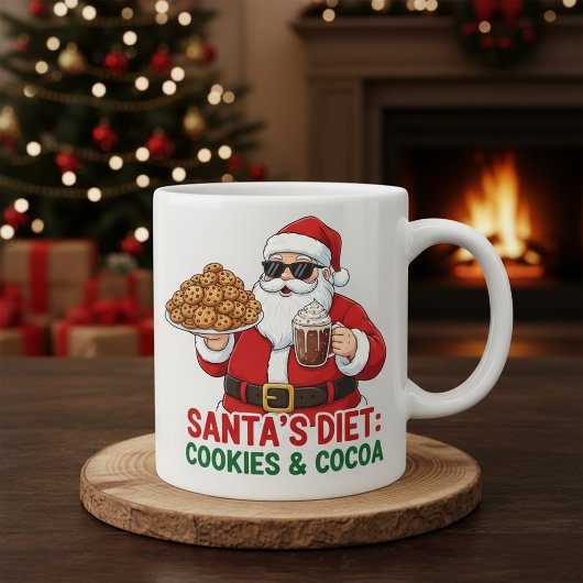 Funny Santa Mug – Santa’s Diet: Cookies & Cocoa