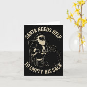 Funny Santa Needs Help To Empty His Sack Adult Hum Kaart (Gele Bloem)