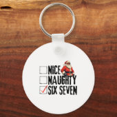 Funny Santa Nice Naughty Six Seven Meme 67 Christm Sleutelhanger (Voorkant)