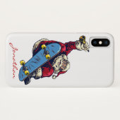 Funny Santa on Skateboard Merry kerstfeestdag Case-Mate iPhone Case (Achterkant (horizontaal))