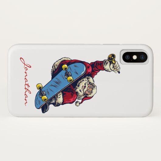 Funny Santa on Skateboard Merry kerstfeestdag Case-Mate iPhone Case (Achterkant (horizontaal))