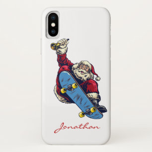 Funny Santa on Skateboard Merry kerstfeestdag iPhone X Hoesje