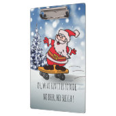 Funny Santa on Skateboard voor kinderen Kerstmis Klembord (Links)
