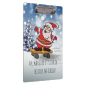 Funny Santa on Skateboard voor kinderen Kerstmis Klembord (Rechts)
