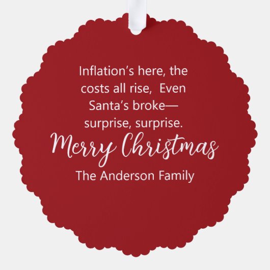 Funny Santa Ornament Card with Inflation Rhyme (Achterkant)