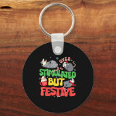 Funny Santa Ossums Overstimulated But Festive Xmas Sleutelhanger (Voorkant)