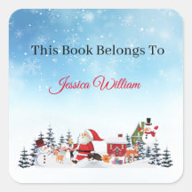 Funny Santa Personalized Bookplate Label voor Boek