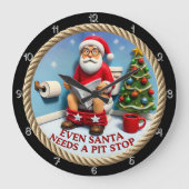 Funny Santa Pit Stop Toilet Grote Klok (Voorkant)