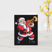 Funny Santa Playing Trumpet Holiday Chrismas Xmas Kaart (Gele Bloem)