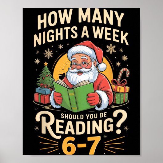 Funny Santa Reading 67 Meme Tee Christmas Teacher Poster (Voorkant)