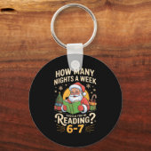 Funny Santa Reading 67 Meme Tee Christmas Teacher  Sleutelhanger (Voorkant)
