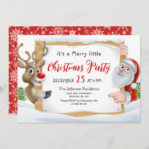 Funny Santa Reindeer Merry Little Kerstparty Kaart